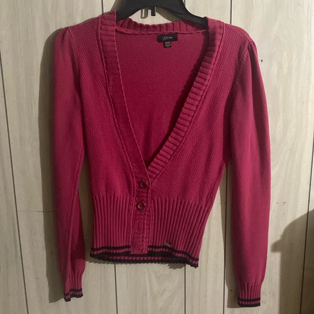 Hot pink vintage guess cardigan